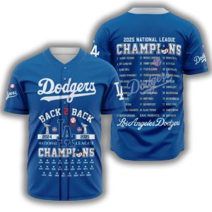 Dodgers Back 2 Back 2025 National League Champions Jersey