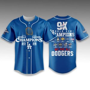 Dodgers 9X World Series Champions Baseball Jersey