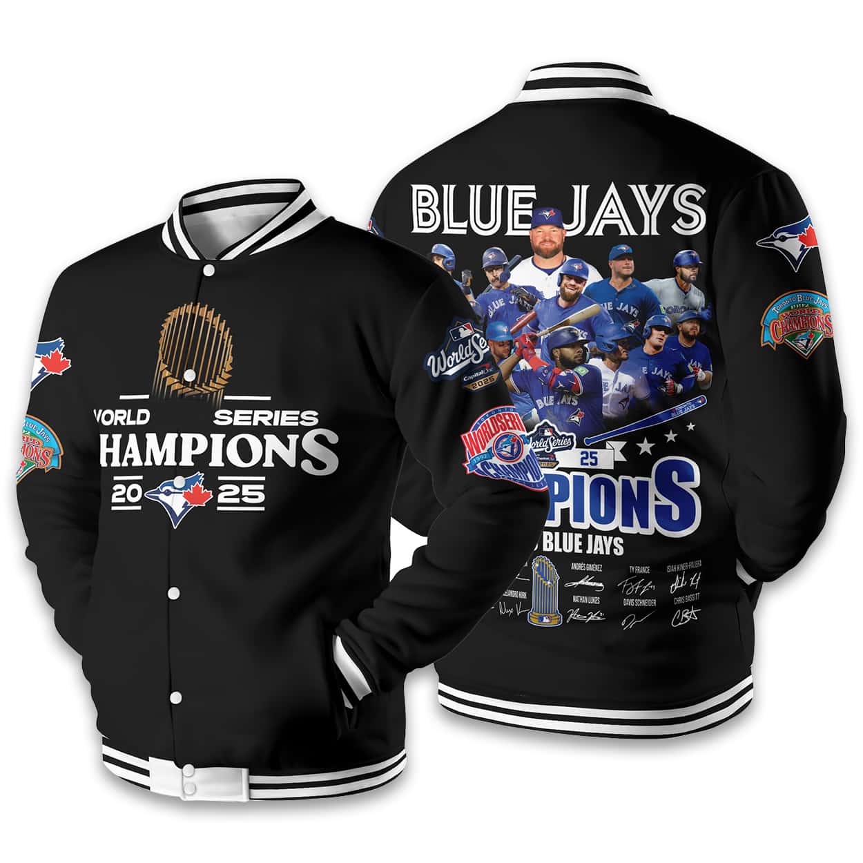 2025 Blue Jays World Series Champions Baseball Jacket 2 2025 Blue Jays World Series Champions Baseball Jacket1