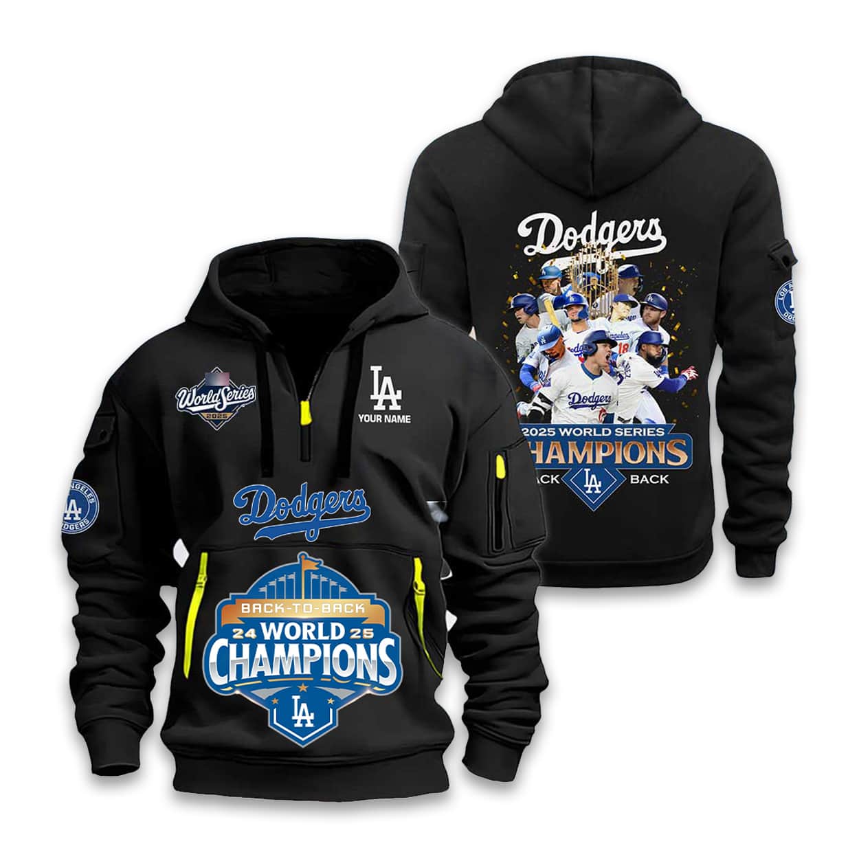 2025 Dodgers Back 2 Back World Series Champions Hoodie Half Zipper 2025 Dodgers Back 2 Back World Series Champions Hoodie Half Zipper