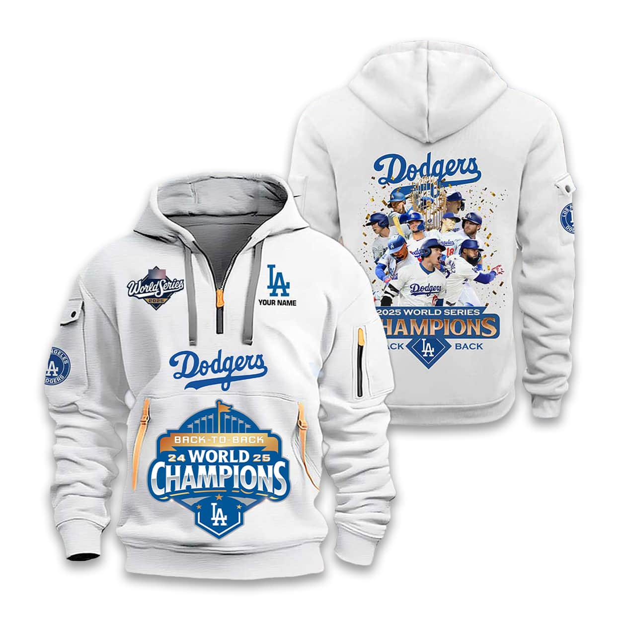 2025 Dodgers Back 2 Back World Series Champions Hoodie Half Zipper 2 2025 Dodgers Back 2 Back World Series Champions Hoodie Half Zipper1