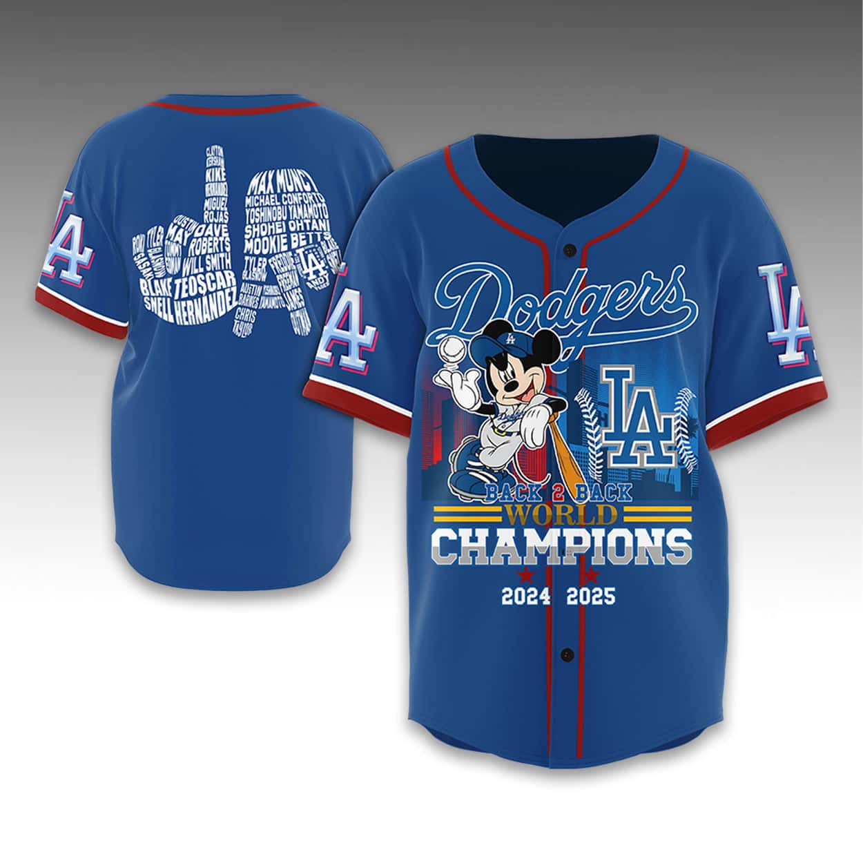 2025 Mickey Dodgers World Series BACK to BACK Champions Baseball Jersey 2025 Mickey Dodgers World Series BACK to BACK Champions Baseball Jersey