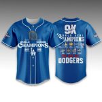 Dodgers 9X World Series Champions Baseball Jersey