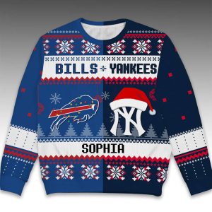 2025 Bills x Yankees Customized Christmas Ugly Sweater