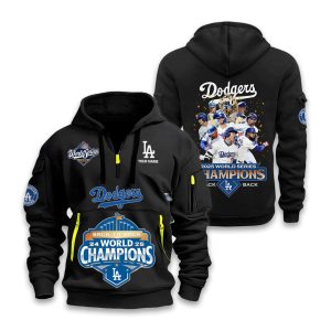 2025 Dodgers Back 2 Back World Series Champions Hoodie Half Zipper