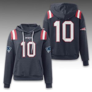 Patriots Drake Maye 10 Waffle Hoodie