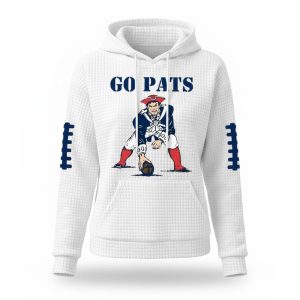 Go Pat Patriot Football Print Waffle Hoodie
