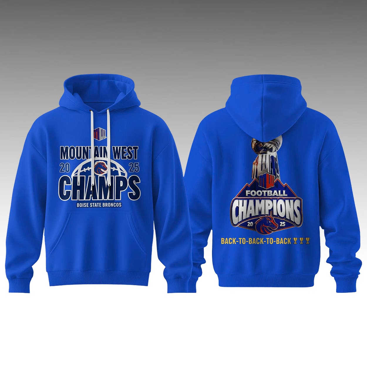 2025 Boise State Champions Mountain West Football Hoodie 2025 Boise State Champions Mountain West Football Hoodie