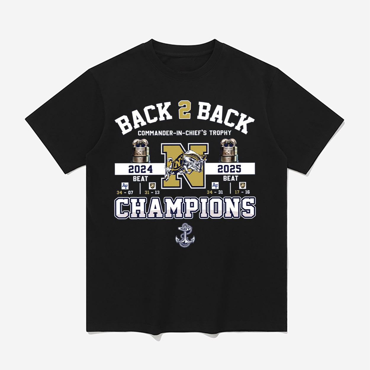 2025 Navy Midshipmen B2B Commander-in-Chief's Trophy Champs Shirt 2025 Navy Midshipmen B2B Commander-in-Chief's Trophy Champs Shirt