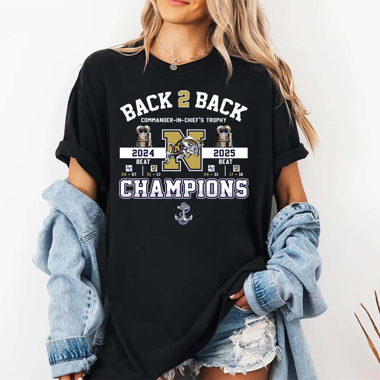2025 Navy Midshipmen B2B Commander-in-Chief's Trophy Champs Shirt 2 2025 Navy Midshipmen B2B Commander in Chiefs Trophy Champs Shirt 2