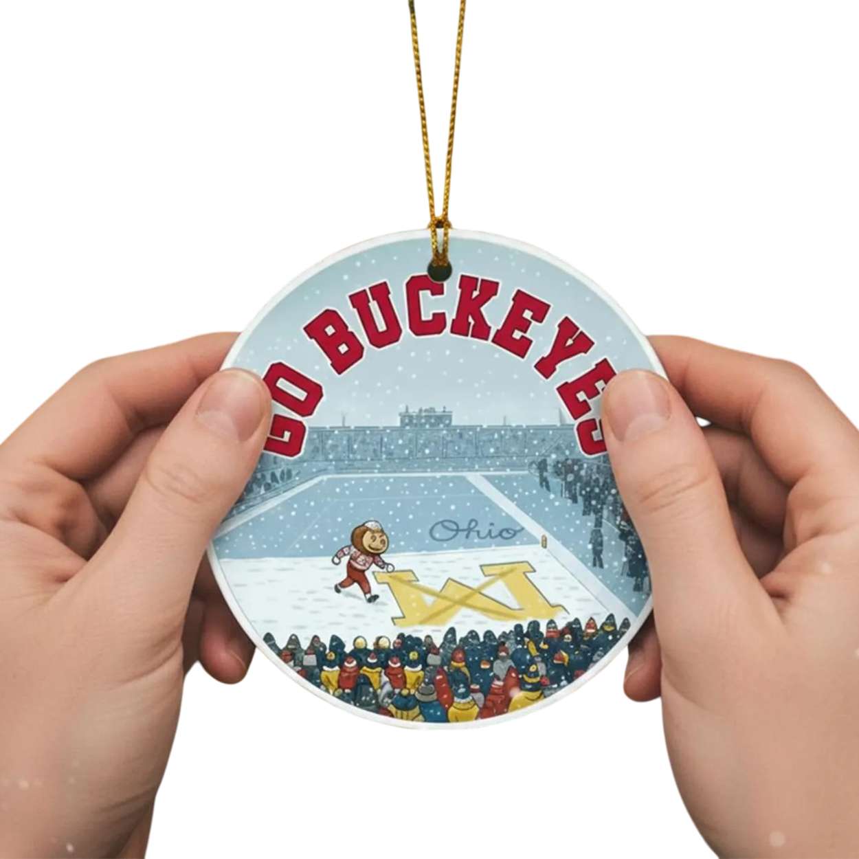 Brutus Go Buckeyes Snow Erase The M Ornament 2 Brutus Go Buckeyes Snow Erase The M Ornament1