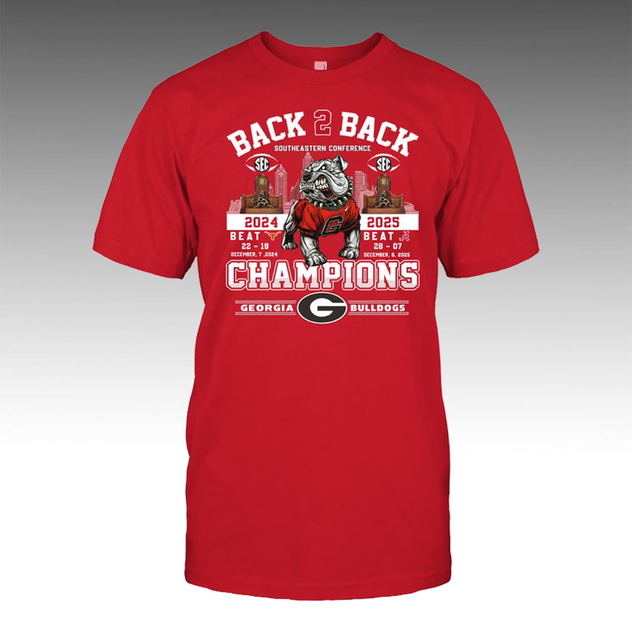 Bulldogs Back 2 Back SEC 2025 Champions Two-Sided Shirt 2 Bulldogs Back 2 Back SEC 2025 Champions Two Sided Shirt 2