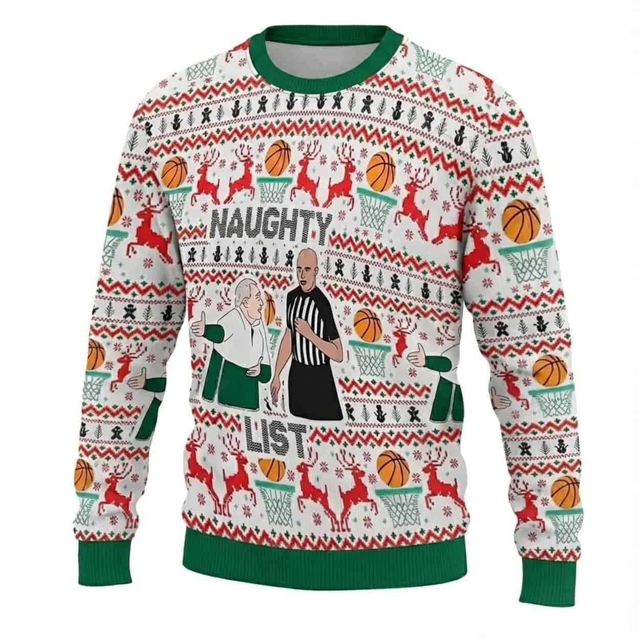 Tom Izzo Naughty List Ugly Christmas Sweater 1 Tom Izzo Naughty List Ugly Christmas Sweater