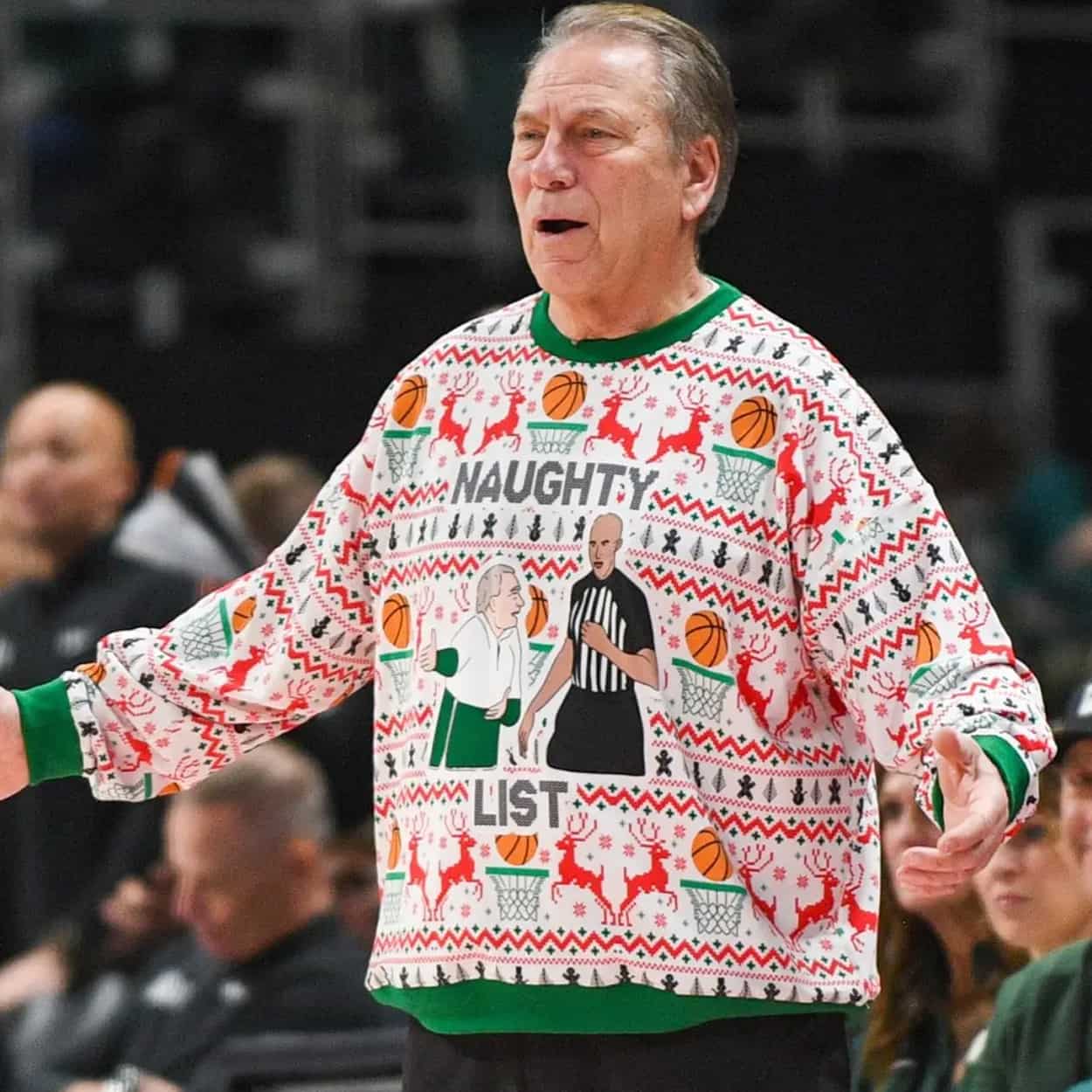 Tom Izzo Naughty List Ugly Christmas Sweater Tom Izzo Naughty List Ugly Christmas Sweater