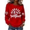 WomenS Retro Nebraska Volleyball Printed Waffle Sweatshirt