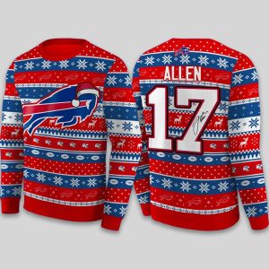 2025 Josh Allen Bills Signature Christmas Ugly Sweater