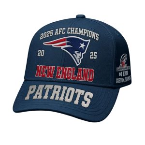 Patriots 2025 AFC Champions Custom Name Hat