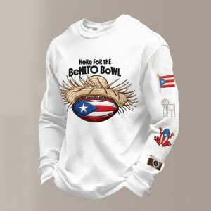 Bad Bunny Here For The Benito Bowl Waffle Sweatshirt