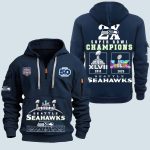 2026 Seahawks 2x Super Bowls Champions Quarter Zip Hoodie