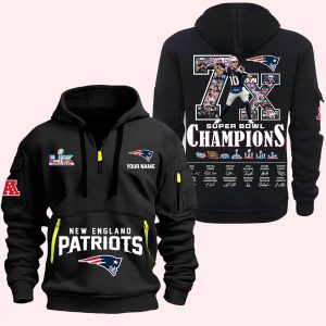 2026 Patriots 7x Super Bowl Champions Quarter Zip Hoodie
