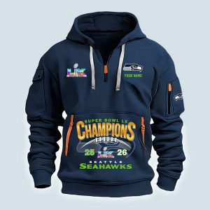 Seahawks SupeBowl LX Champions Hoodie Half Zipper
