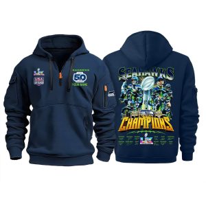 Seahawks Super Bowl LX Champions USA 250 Quarter Zip Hoodie