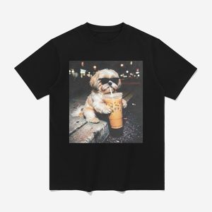 Shih Tzu Drinking Iced Coffee T-shirt