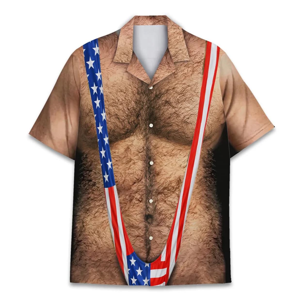 American Flag Chest Hair Illusion Funny Hawaiian Shirt 2 American Flag Chest Hair Illusion Funny Hawaiian Shirt1