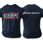Mens Retro Colbert Kimmel 28 Free Speech Print T-Shirt