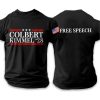 Mens Retro Colbert Kimmel 28 Free Speech Print T Shirt1