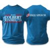 Mens Retro Colbert Kimmel 28 Free Speech Print T Shirt3