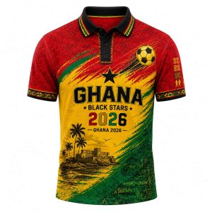 Mens 2026 Ghana Football Style Polo Shirt 1