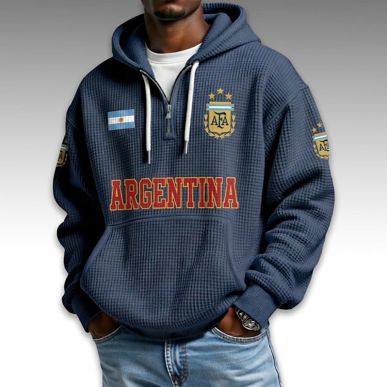 Argentina World Cup 2026 Waffle Quarter Zip Hoodie 2 Argentina World Cup 2026 Waffle Quarter Zip Hoodie 2