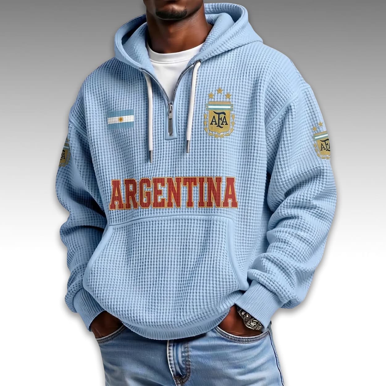Argentina World Cup 2026 Waffle Quarter Zip Hoodie 4 Argentina World Cup 2026 Waffle Quarter Zip Hoodie 4