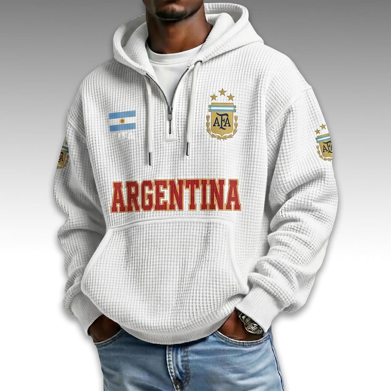 Argentina World Cup 2026 Waffle Quarter Zip Hoodie 5 Argentina World Cup 2026 Waffle Quarter Zip Hoodie 5