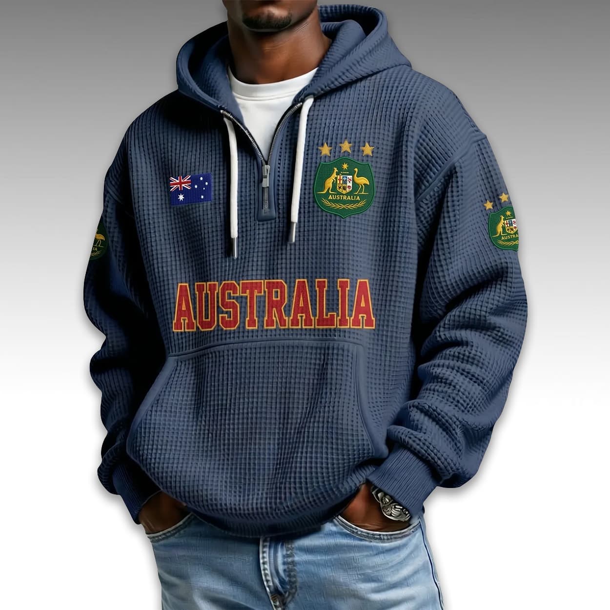 Australia World Cup 2026 Waffle Quarter Zip Hoodie 2 Australia World Cup 2026 Waffle Quarter Zip Hoodie 2
