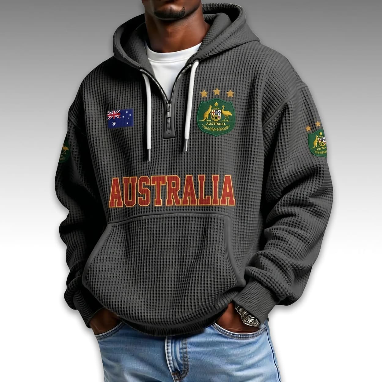 Australia World Cup 2026 Waffle Quarter Zip Hoodie 4 Australia World Cup 2026 Waffle Quarter Zip Hoodie 4