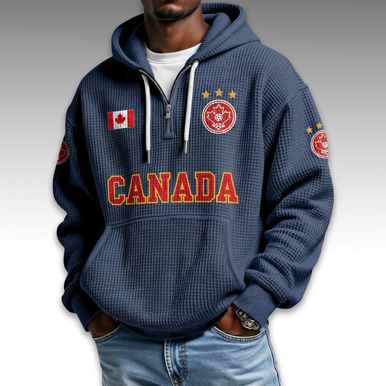Canada World Cup 2026 Waffle Quarter Zip Hoodie Canada World Cup 2026 Waffle Quarter Zip Hoodie