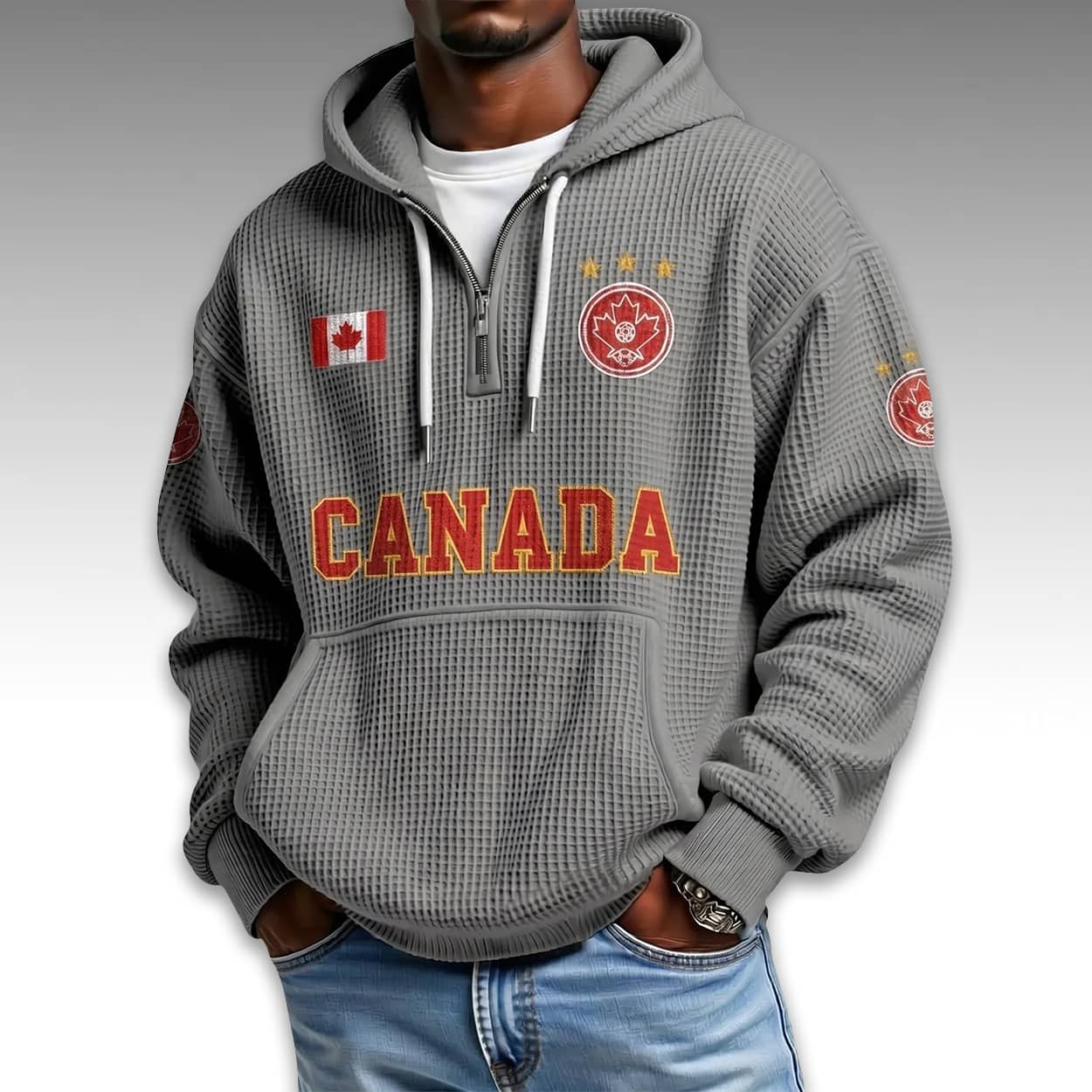Canada World Cup 2026 Waffle Quarter Zip Hoodie 4 Canada World Cup 2026 Waffle Quarter Zip Hoodie3