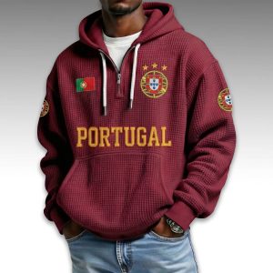 Portugal World Cup 2026 Waffle Quarter Zip Hoodie