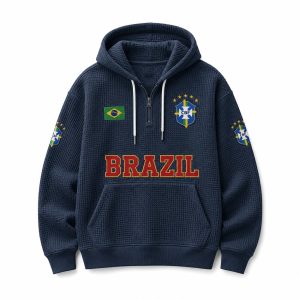 Brazil World Cup 2026 Waffle Quarter Zip Hoodie