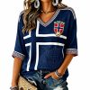 2026 Norway Football Viking Ship Celtic Flag Print Sleeves V Neck T Shirt (1)