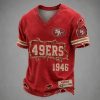 49ers Est 1946 Distressed Ripped Luxury V Neck T Shirt
