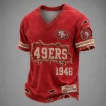 49ers Est 1946 Distressed Ripped Luxury V-Neck T-Shirt