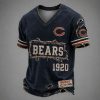 Bears Est 1920 Distressed Ripped Luxury V Neck T Shirt