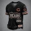 Bears Est 1920 Distressed Ripped Luxury V Neck T Shirt1