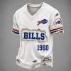 Bills Est 1960 Distressed Ripped Luxury V Neck T Shirt1