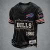 Bills Est 1960 Distressed Ripped Luxury V Neck T Shirt2