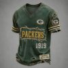 Packers Est 1919 Distressed Ripped Luxury V Neck T Shirt