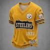 Steelers Est 1933 Distressed Ripped Luxury V Neck T Shirt1
